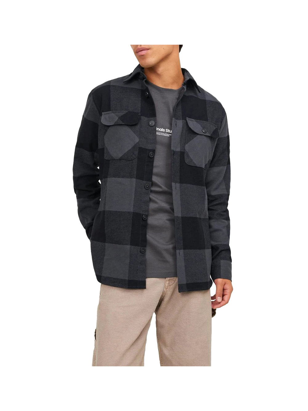 JACK&JONES STOCK Camicia Asfalto Asfalto