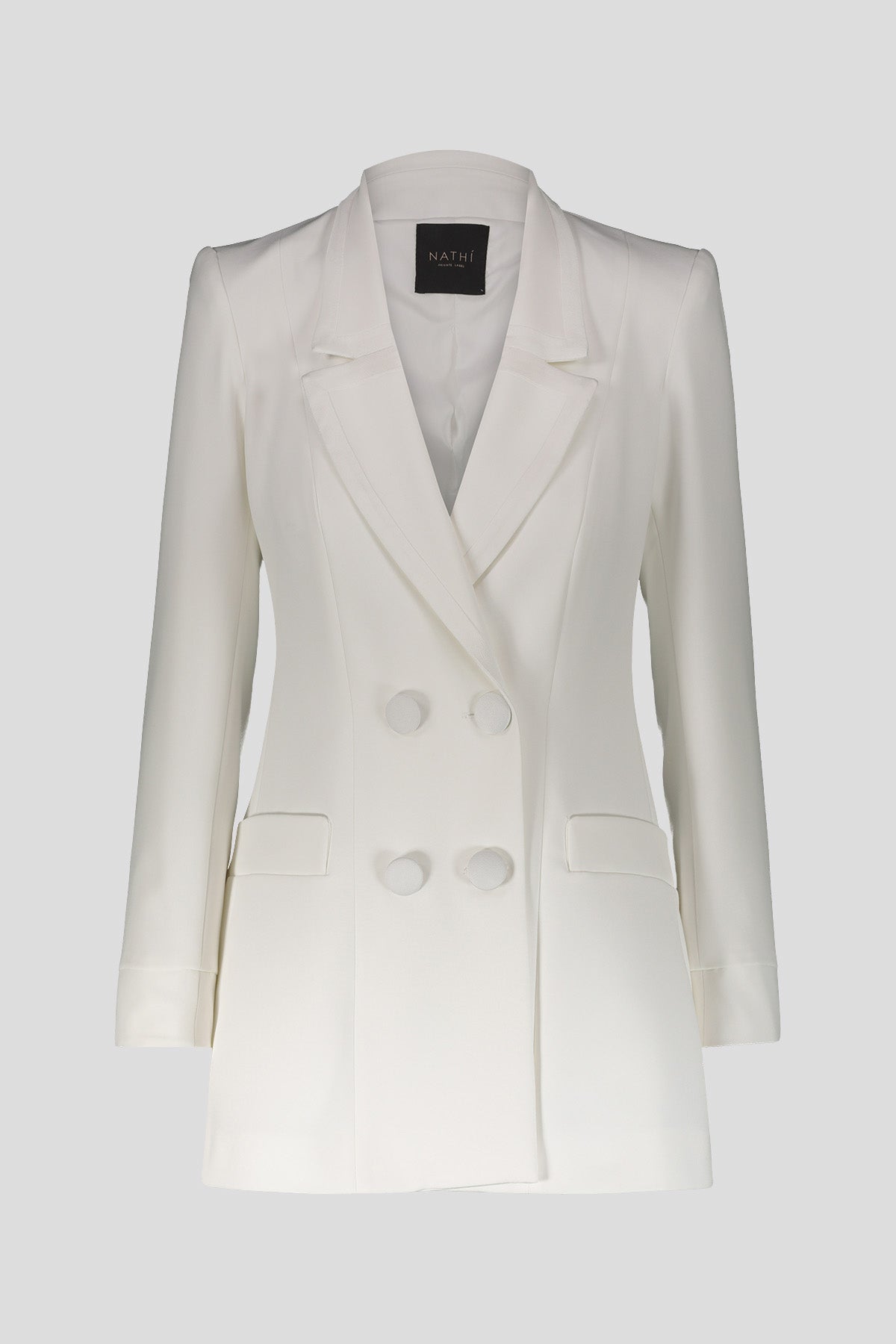 NATHI' LUXURY Giacca Doppio Petto Con Profili In Raso Bianco Bianco