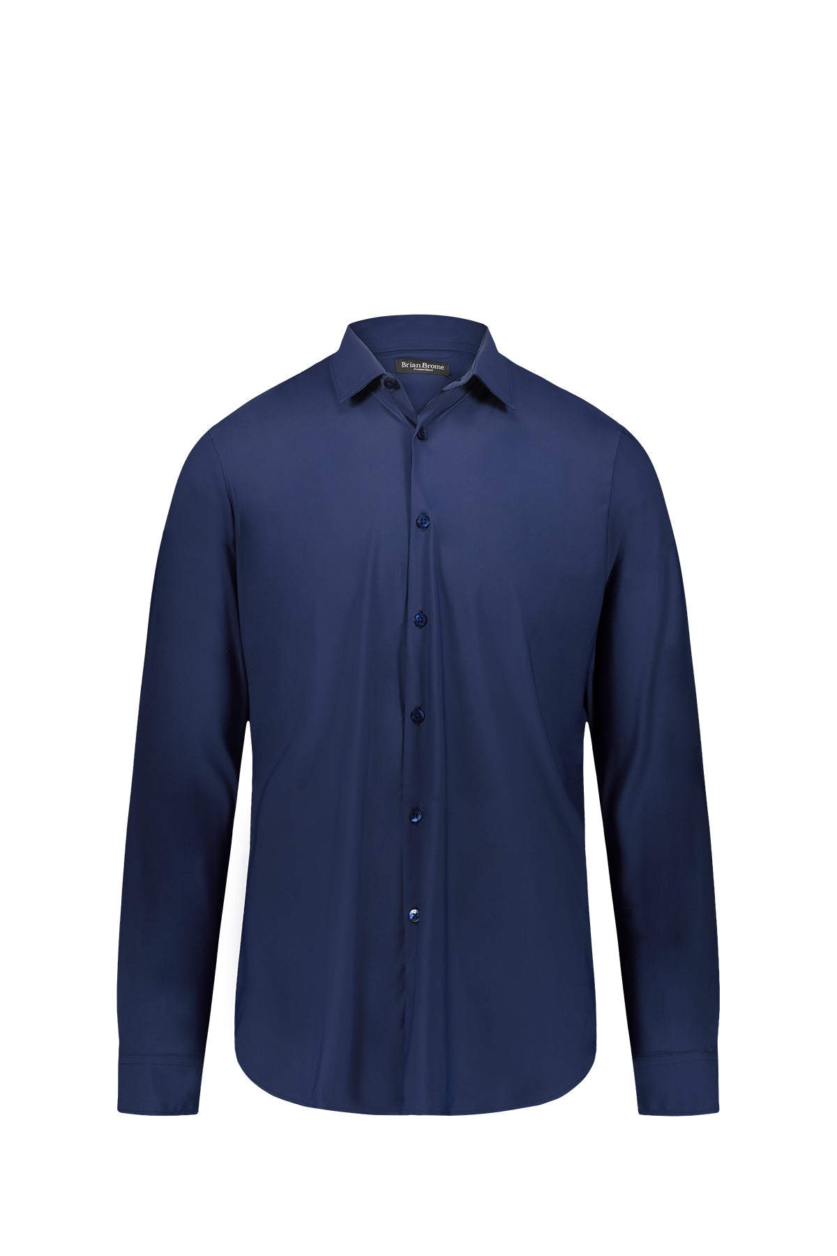 BRIAN BROME Camicia In Cotone Tinta Unita Blu Navy NAVY