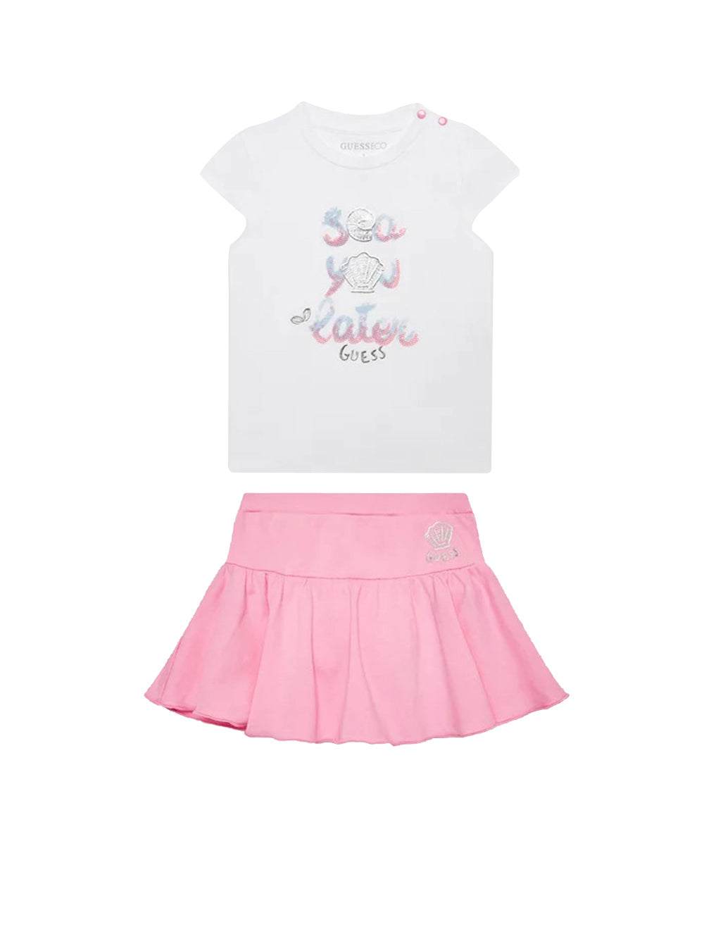 GUESS 2 USCITA Coordinato Bambina Bianco in cotone Bianco