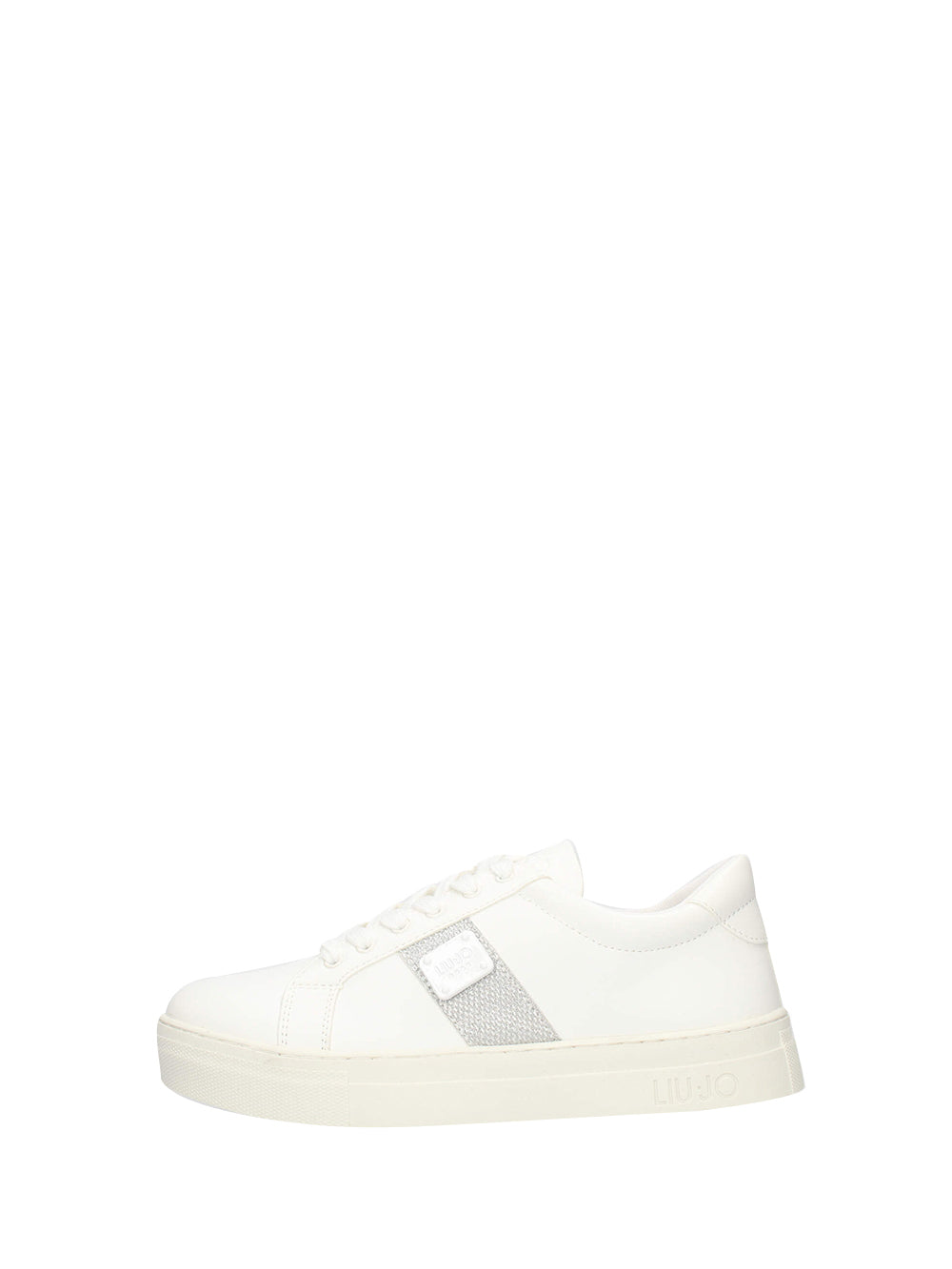 LIUJO GIRL Sneakers Donna in ecopelle con lacci in tessuto BIANCO/ARGENTO