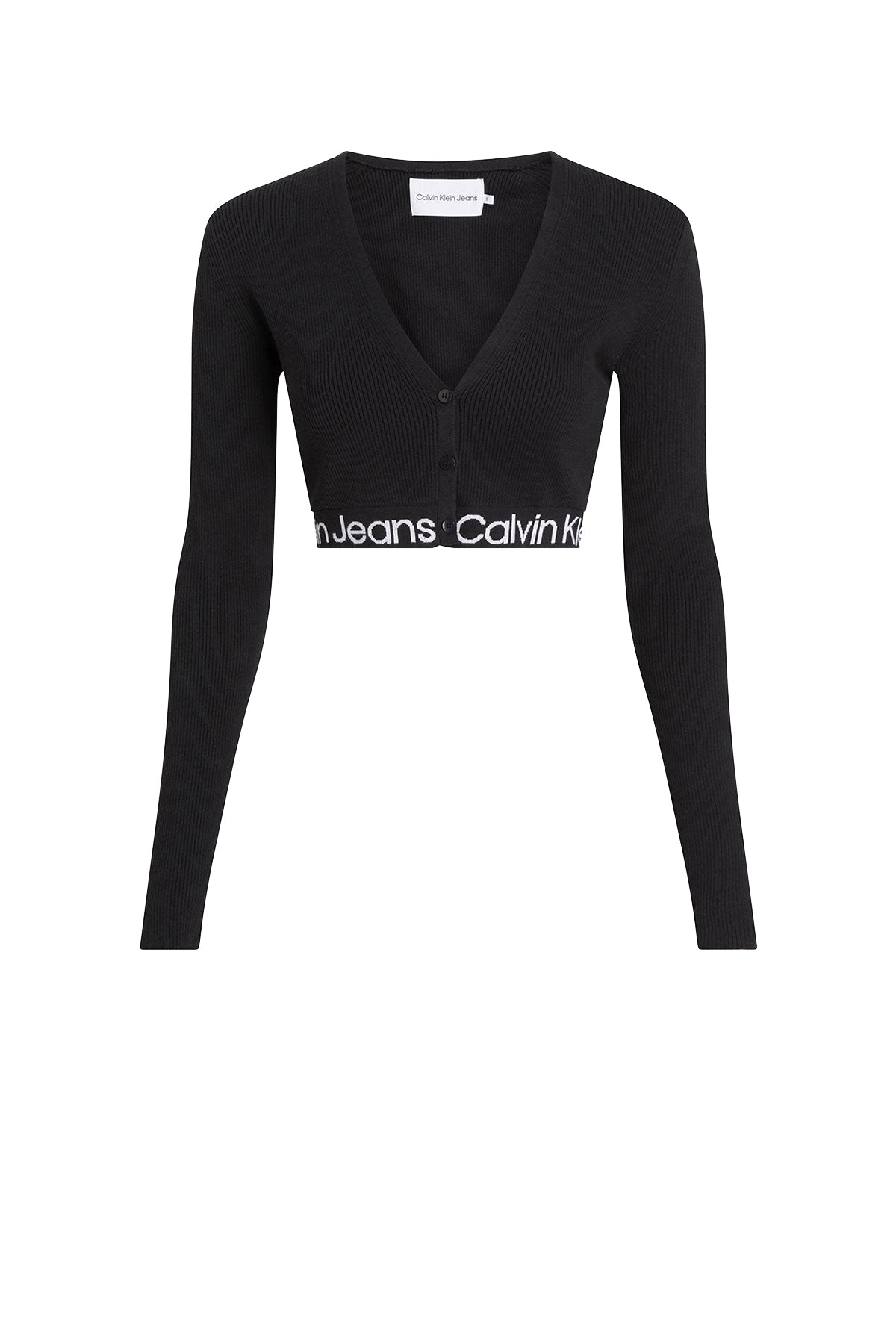 CALVIN2 2USCITA Cardigan Donna Logo Frontale A Contrasto Nero Nero