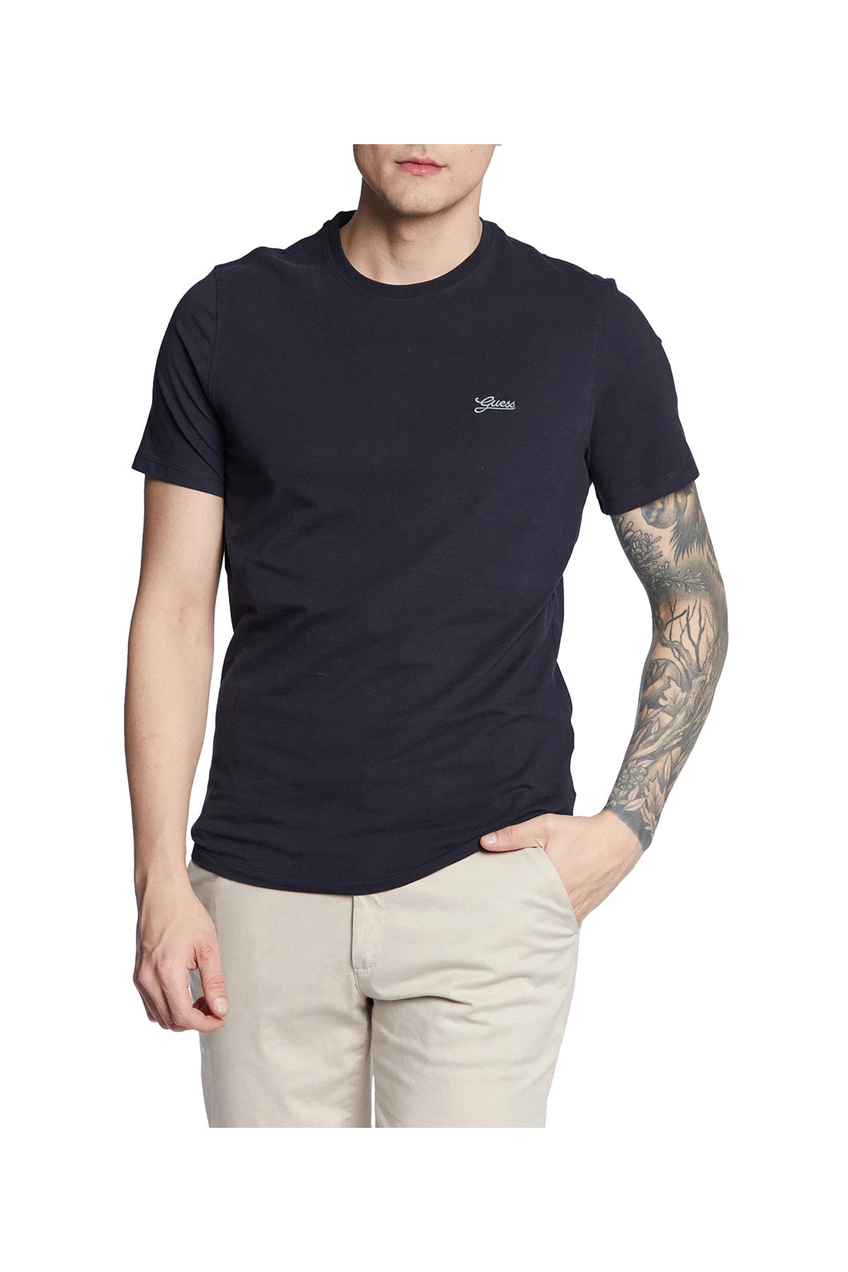 GUESS 1 USCITA T-Shirt Uomo Con Logo A Contrasto Navy BLUE