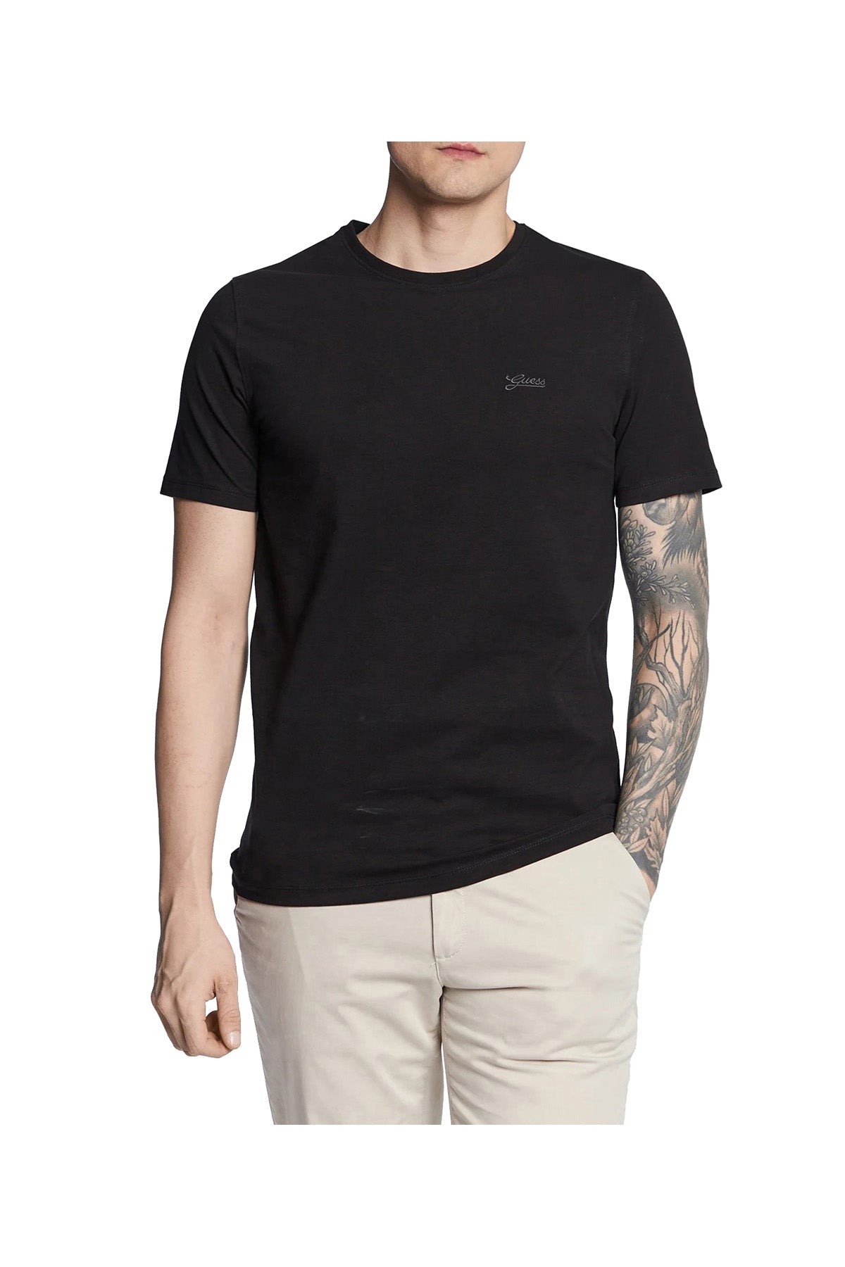 GUESS 1 USCITA T-Shirt Uomo Con Logo A Contrasto Nero Nero